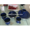 High Quality enamel mug/plate/bowl sets with shiny blue color